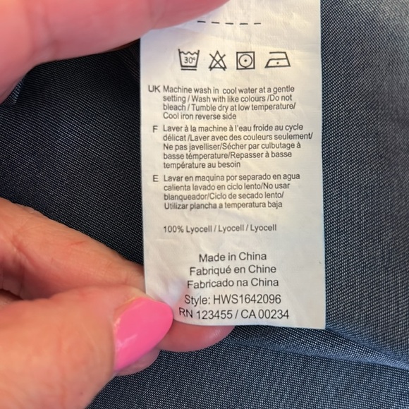 Halston Dark Chambray Boho Spring Vacation Ruffle Summer Casual Dress Size Large - Picture 6 of 6